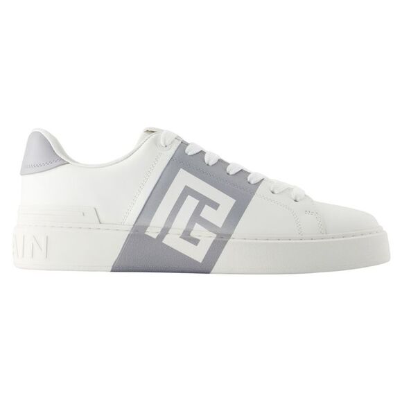 B-Court Sneakers - Balmain - Leather - White/Grey